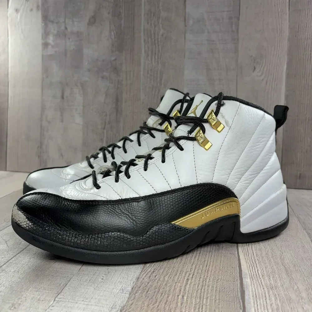 Air Jordan 12 Retro Royalty Taxi Men's Size 9.5 Sneakers Basketball White Black